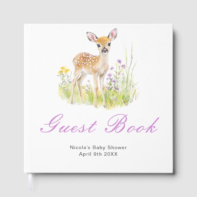 Livre D'or Spring Deer Baby Shower Guest Book (Recto)