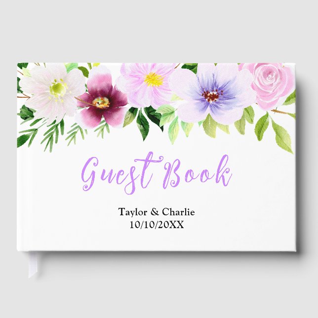 Livre D'or Spring Purple Floral Wedding (Recto)