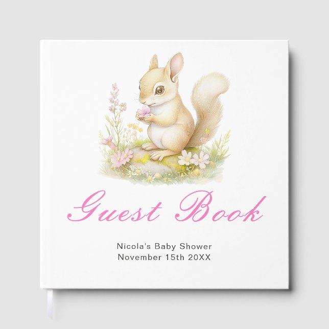 Livre D'or Spring Squirrel Baby Shower Guest Book (Recto)
