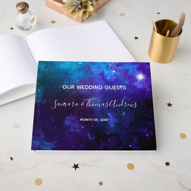 Livre D'or Star Light Blue Sky Wedding (Recto ouvert)