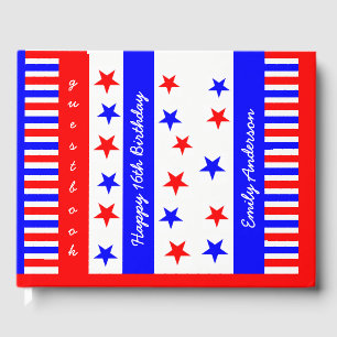 Livre D'or Stars and Stripes Motif USA Sweet 16 Typographie