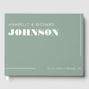 Livre D'or Style moderne Vert Gras Typographie Mariage minima