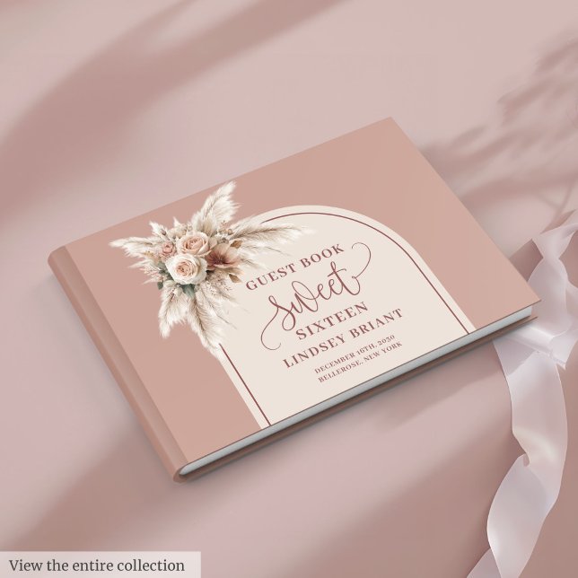 Livre D'or Stylish Arch Powder Pink Pampas Floral Sweet 16th (Stylish Arch Powder Pink Pampas Floral Sweet 16)