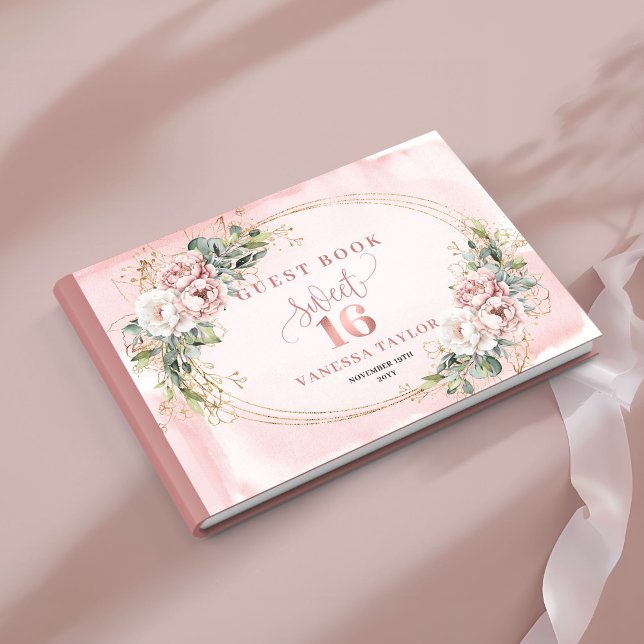 Livre D'or Stylish Bohemian Pink Flowers Greenery Guest Book (Stylish Bohemian Pink Flowers Greenery Guest Book)