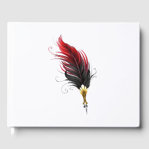 Livre D'or Stylo rouge en plumes avec nib or