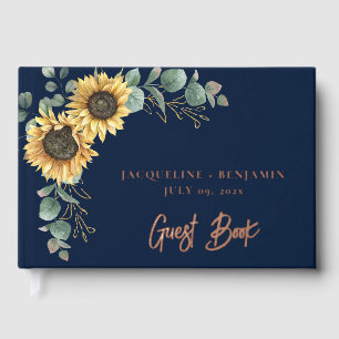 Livre D'or Sunflower Bloom Verdure Script Mariage moderne