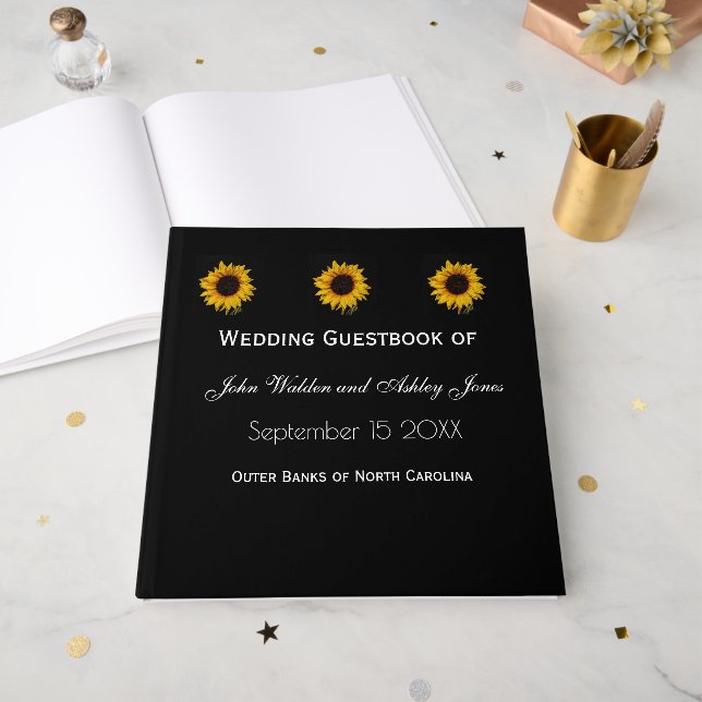 Livre D'or Sunflower Droplets Wedding (Recto ouvert)