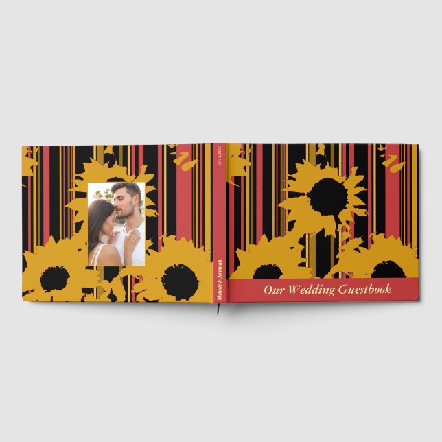 Livre D'or Sunflower Sunset Coral Gold Modern Wedding (Complet)