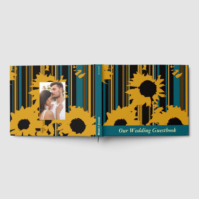 Livre D'or Sunflower Teal Blue Gold Modern Wedding (Complet)