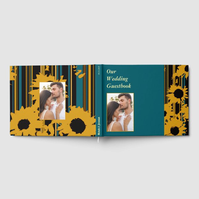Livre D'or Sunflower Teal Blue Gold Modern Wedding (Complet)