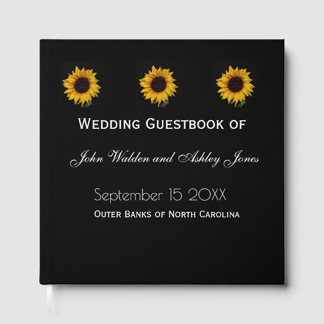 Livre D'or Sunflower Water Droplets Wedding Guest Books (Recto)