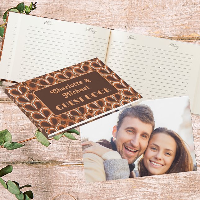Livre D'or Super Retro Motif des années 1970 | Mariage photo (Front, Back & Inside)
