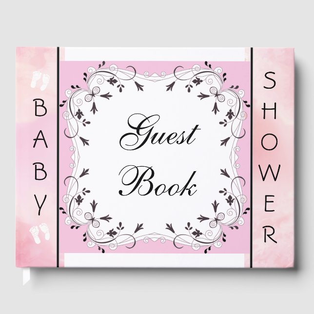 Livre d'or sur le Baby shower rose et noir (Recto)