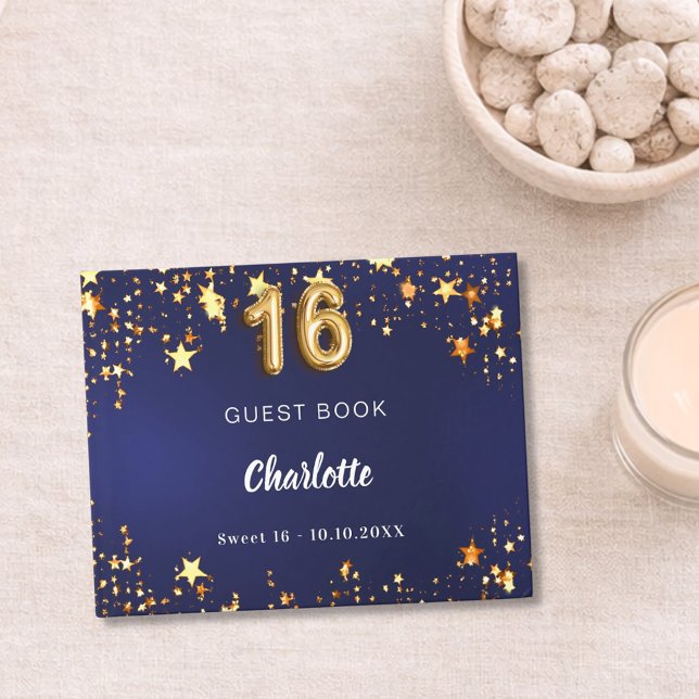 Livre D'or Sweet 16 étoiles bleu marine (Créateur téléchargé)
