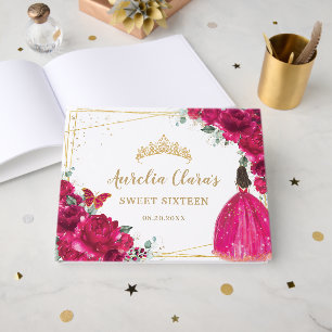 Livre D'or Sweet 16 Fuchsia Fleurs florales roses chaudes Pri