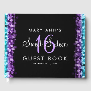 Livre D'or Sweet 16 Guestbook Party Purple & Turquoise Lumièr