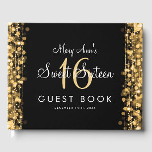 Livre D'or Sweet 16 Guestbook Party Sparkles Gold