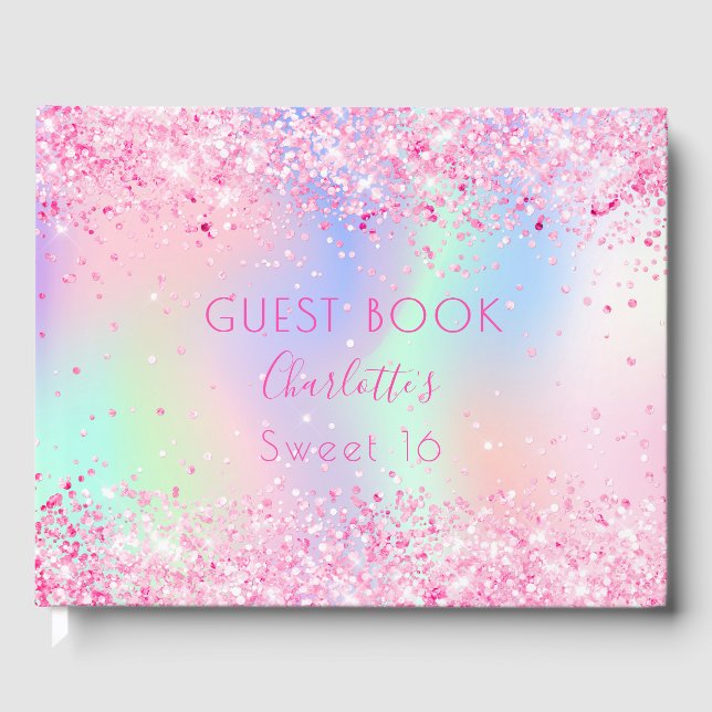 Livre D'or Sweet 16 holographique rose (Recto)