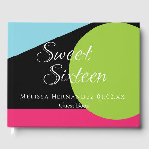 Livre D'or Sweet 16 Néon Lumière Dans La Fête Géométrique Som