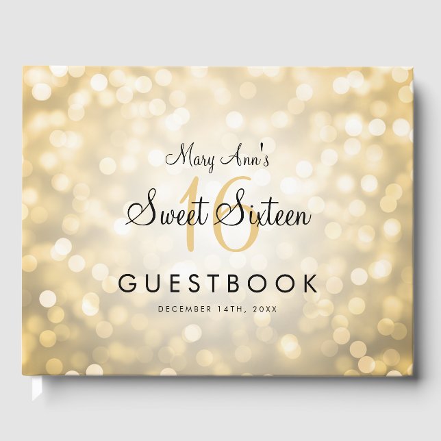 Livre D'or Sweet 16 Party Guestbook Gold Parties scintillant  (Recto)