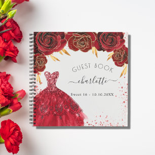 Livre d'or Sweet 16 robe rouge blanc paillettes