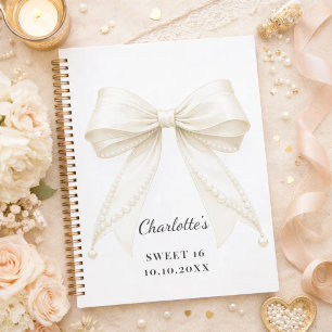 Livre d'or Sweet 16 ruban perles ivoire