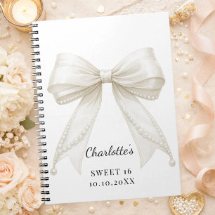 Livre d'or Sweet 16 ruban perles ivoire abordable
