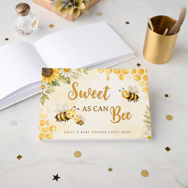 Livre D'or Sweet as Can Bee Baby Shower Guest Book (Recto ouvert)
