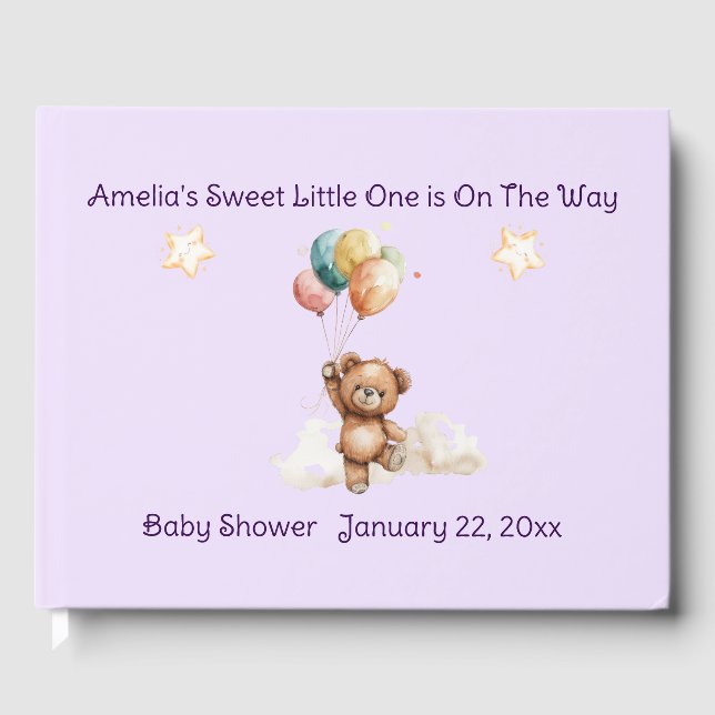 Livre D'or Sweet Little One sur le chemin Baby shower Lavende (Recto)