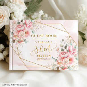 Livre D'or Sweet sixteen floral brillant rose rose or rose