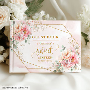 Livre D'or Sweet sixteen floral en or rose pastel
