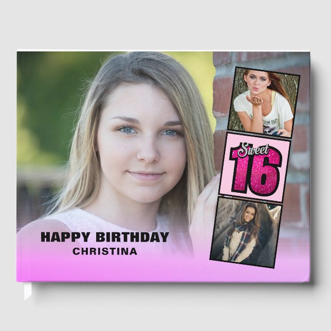 Livre D'or Sweet sixteen Photo Collage Parties scintillant ro (Recto)