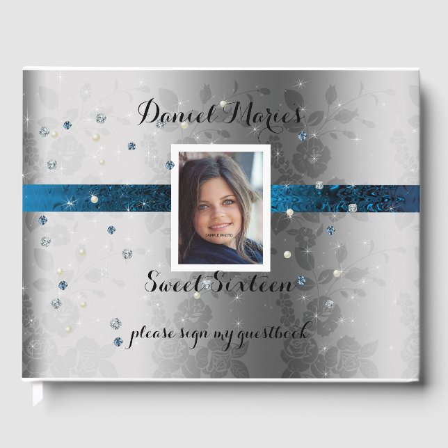 Livre D'or Sweet Sixteen, Photo, Satin Sarcelle, Étincelle, P (Recto)