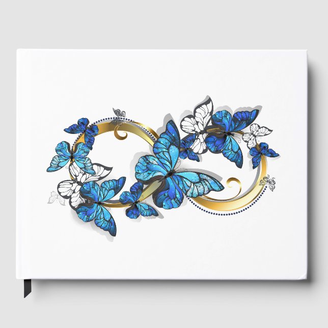 Livre D'or Symbole infini de papillons Morpho bleus (Recto)