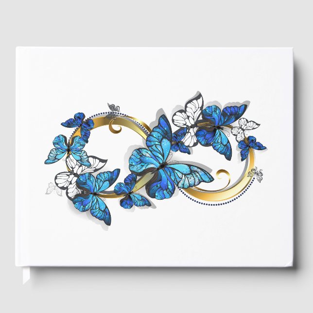 Livre D'or Symbole infini de papillons Morpho bleus (Recto)
