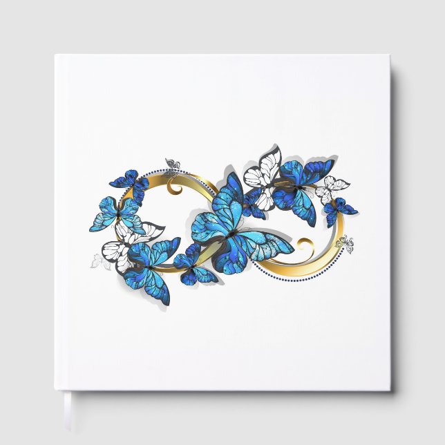 Livre D'or Symbole infini de papillons Morpho bleus (Recto)