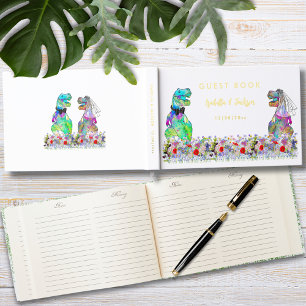 Livre D'or T-Rex Mariée et chambre Floral Dino Mariage Gold F