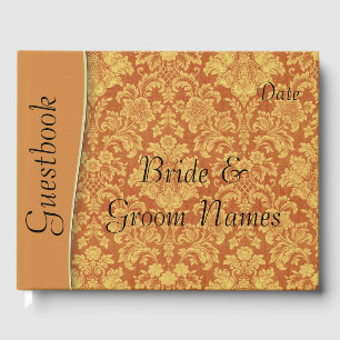 Livre d'or Tan Natural Mariage damassé ou Shower