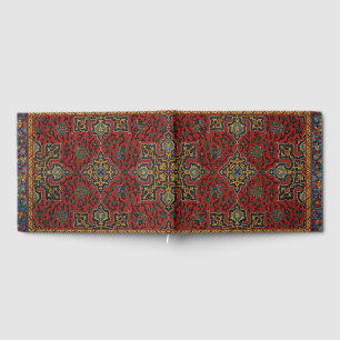 Livre D'or Tapis persan vintage motif rouge bleu arabesque