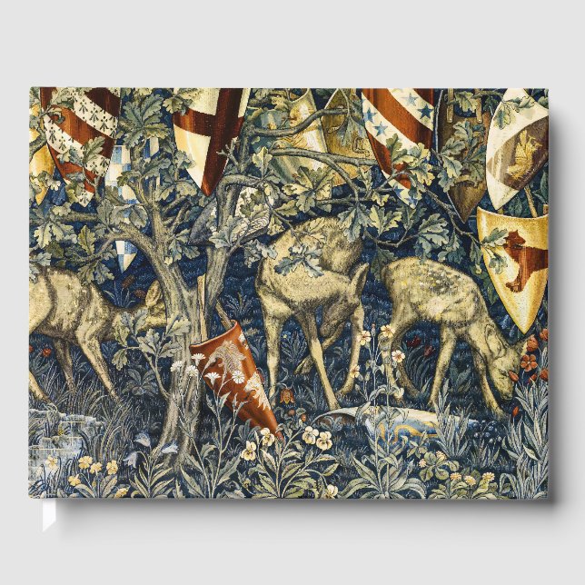 Livre D'or Tapisserie Art Vintage Cerf & Boucliers de William (Recto)