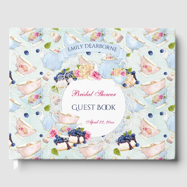 Livre D'or Tea Party Dentelle Doily Tasses à Thé Roses (Recto)