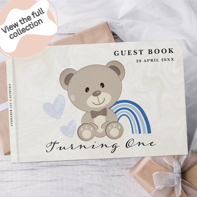 Livre D'or Teddy Bear 1er Anniversaire bleu (Créateur téléchargé)