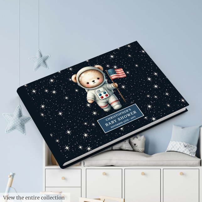 Livre D'or Teddy Bear Astronaut Boy Baby shower Log (Modern Teddy Bear Astronaut Boy Baby Shower Log Guest Book)