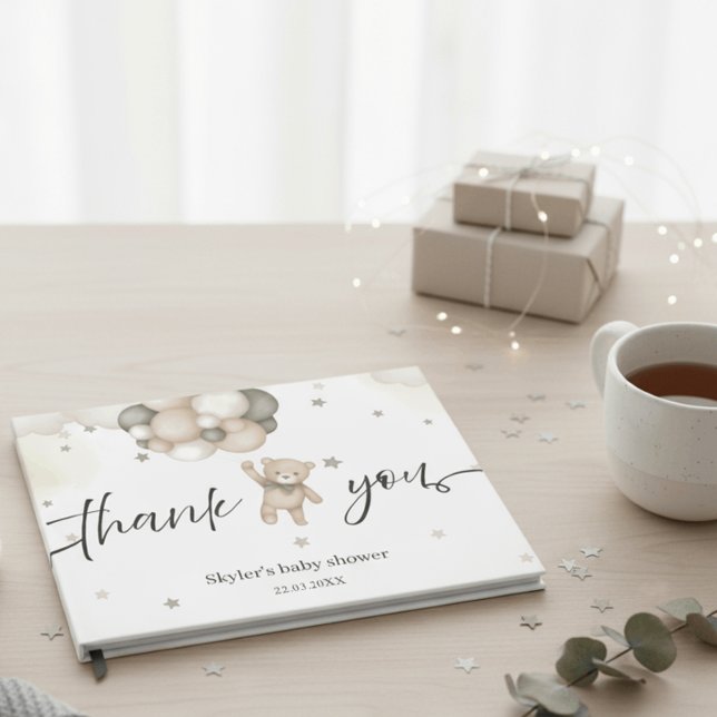 Livre D'or Teddy Bear Balloon Foil Baby Shower Guest Book (Créateur téléchargé)