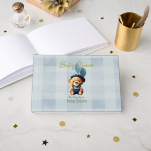 Livre D'or Teddy Bear Jean Baby shower Bleu