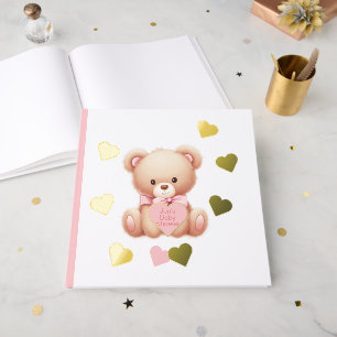Livre D'or Teddy Bear Pink Hearts Foil Guestbook
