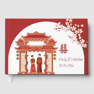 Livre D'or Temple rouge mariage chinois floral