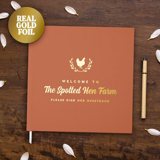 Livre D'or Terracotta Golden Hen Wreath Location de ferme (Créateur téléchargé)