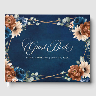 Livre D'or Terracotta Marine Bleu Vert Mariage géométrique