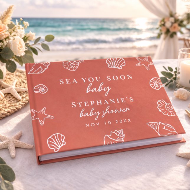 Livre D'or Terracotta Sea You Soon Beach Baby Shower (Créateur téléchargé)